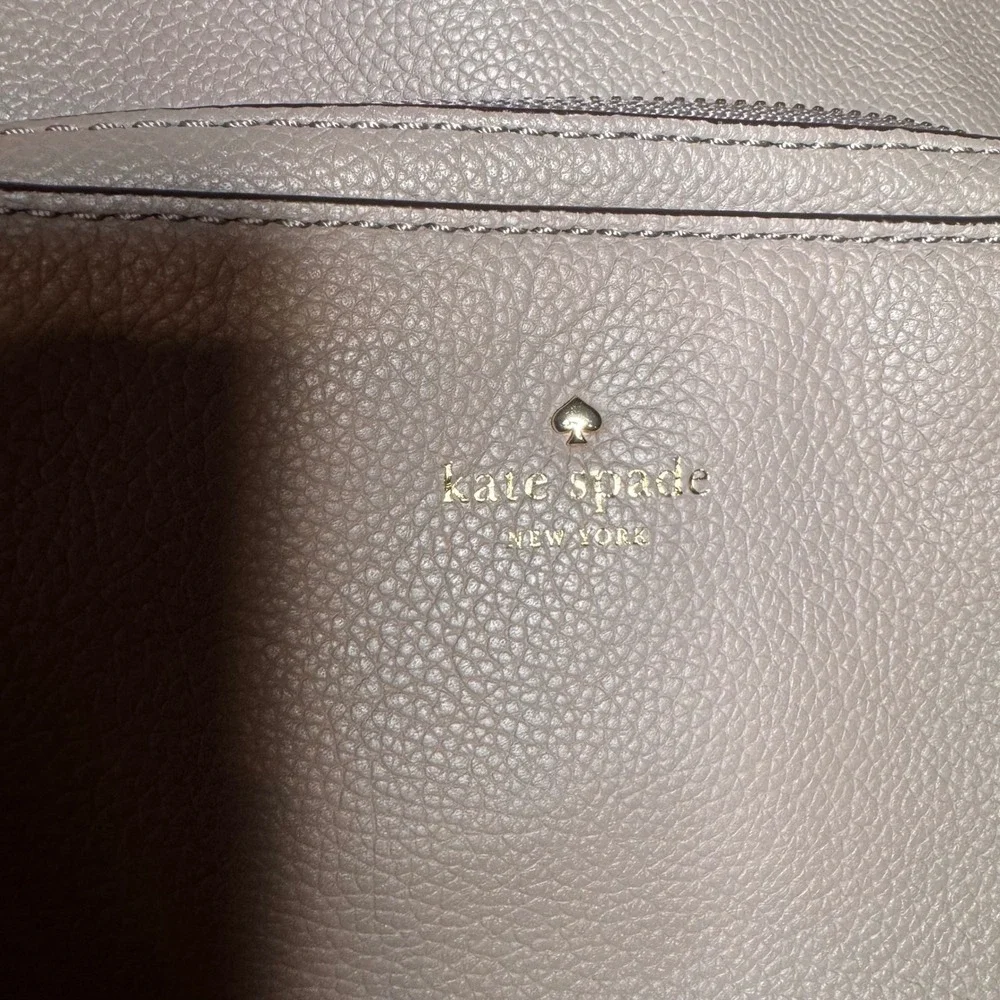 Kate Spade Mini Nicole Taupe Leather Backpack Gold Zip Pebble Minimalist Chic